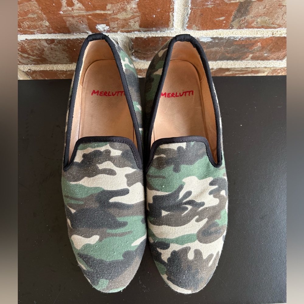 Merlutti Classic Custom Camouflage Slip on Loafers Size 10
